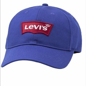 Levis Logo Mens Big Batwing Snap Back Blue Hat